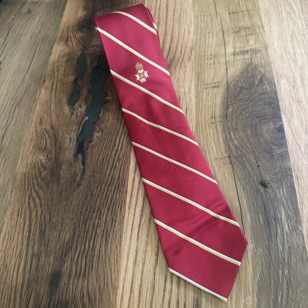 Smith & Logsdon Louisville Ky New York Red Striped Neck Tie Silk Freemason